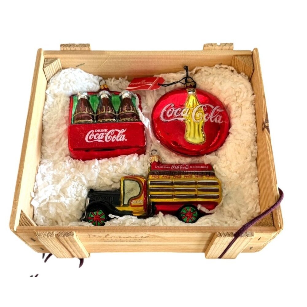 Coca Cola Vintage Kurt Adler Dolomaise Collection Ornaments Set of 3 NIB